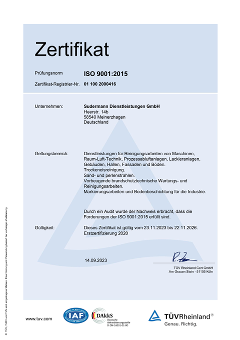 ISO 9001:2015 zertifiziertes Qualitätsmanagementsystem