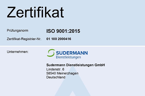 ISO 9001:2015 zertifiziertes Qualitätsmanagementsystem